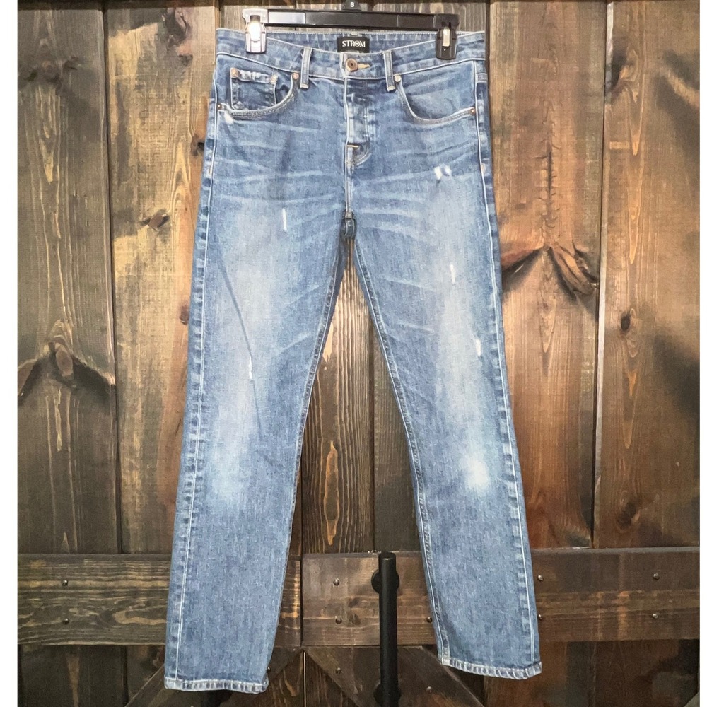 STROM X-Boyfriend Blomma Distressed Jeans 25 Made in USA Button Fly Streetwear